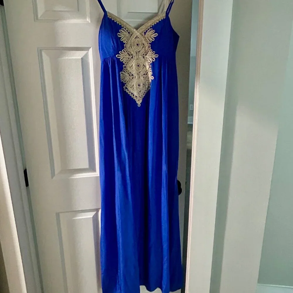 Lilly Pulitzer Kelsea Blue silk Maxi Dress - Picture 2 of 11